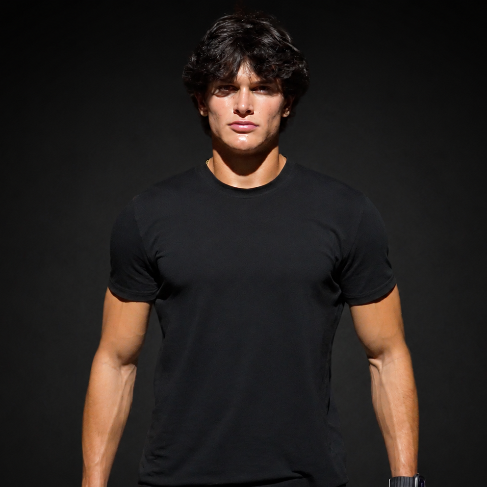 Signature Fitted Black Tee